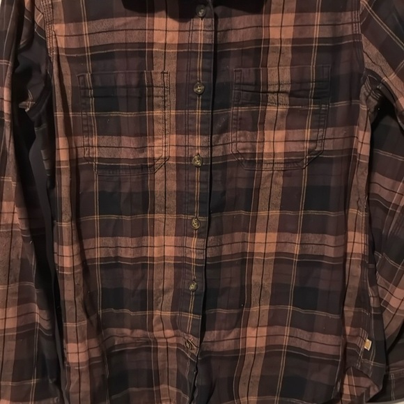 Carhartt Brown Women’s Plaid Button Up Size Small(4/6) Front Pockets EUC Cotton - Picture 6 of 13